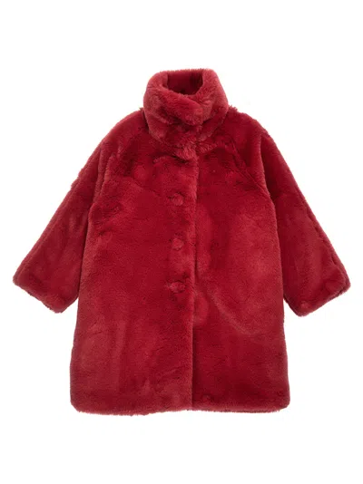 Il Gufo Faux Fur Coat In Red