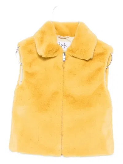 Il Gufo Kids' Faux-fur Gilet In Yellow