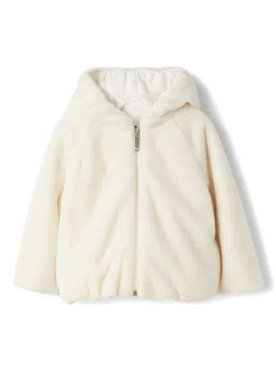 Il Gufo Babies' Faux-fur Hooded Jacket In White