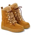 Il Gufo Faux Fur-trimmed Suede Ankle Boots In Beige