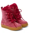 Il Gufo Faux Fur-trimmed Suede Ankle Boots In Pink