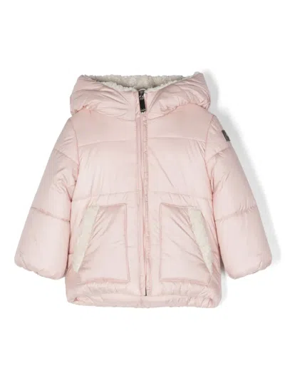 Il Gufo Babies' Faux-shearling-lining Hooded Padded Jacket In Pink