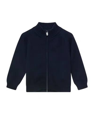Il Gufo Fine-knit Zip-up Cardigan In Black