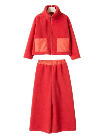Il Gufo Kids' Fleece Tracksuit Set In Red