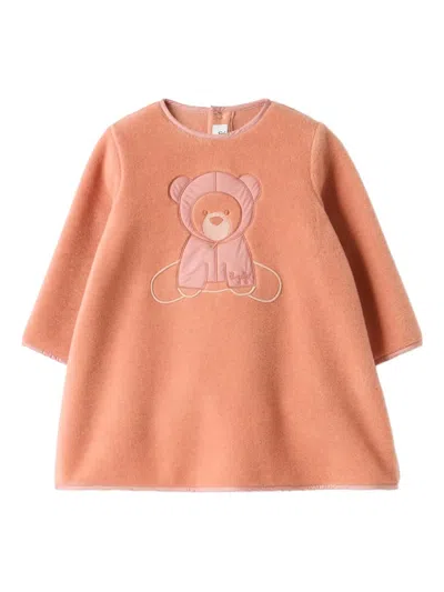 Il Gufo Babies' Fleece Trapeze Dress In Orange