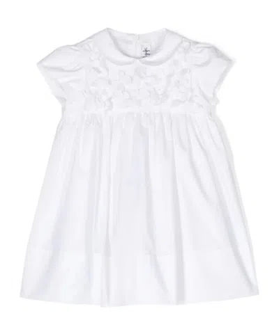 Il Gufo Floral-appliqué Poplin Midi Dress In White