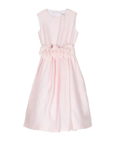 Il Gufo Kids' Floral-appliqué Sleeveless Dress In Pink