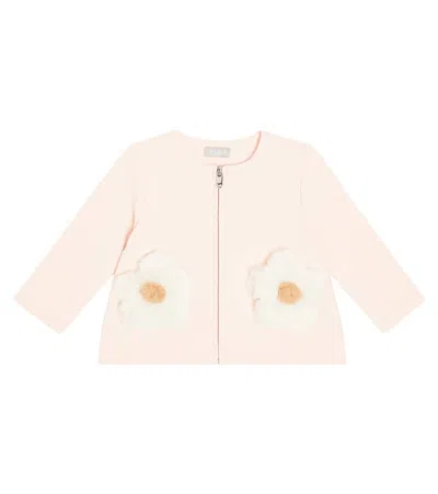 Il Gufo Floral-appliqué Cotton-blend Cardigan In Multicoloured