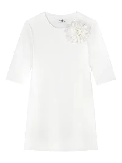 Il Gufo Floral-appliqué Dress In White