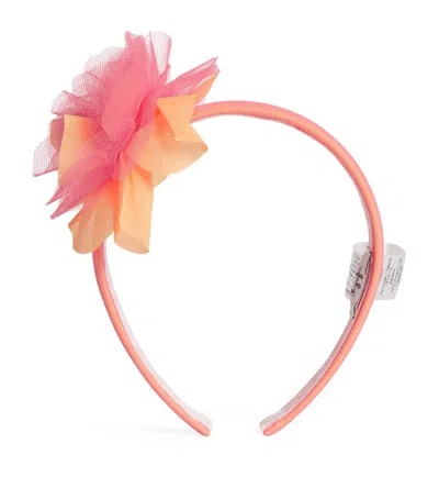 Il Gufo Kids' Floral Appliqué Headband In Orange