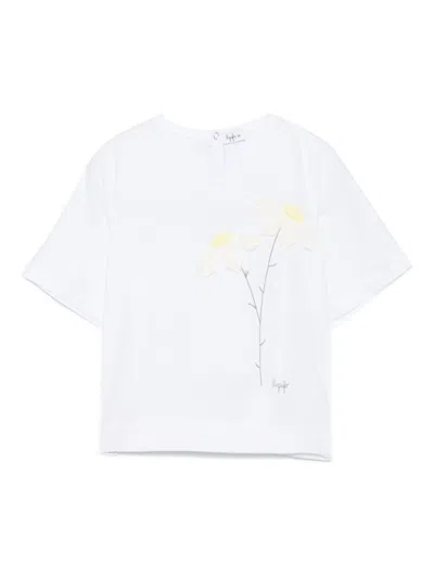 Il Gufo Kids' Floral-appliqué T-shirt In White