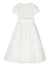 Il Gufo Floral-appliqué Tulle Dress In White