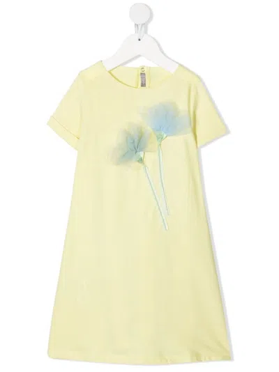 Il Gufo Kids' Yellow Flower Adorned Dress