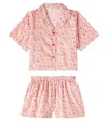 Il Gufo Floral Cotton Shirt And Shorts Set In Pink