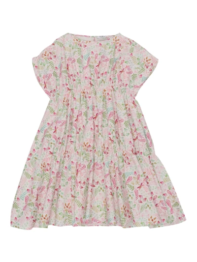 Il Gufo Floral Dress With Flounces In Pink