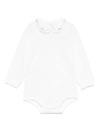 Il Gufo Babies' Floral-embroidered Bodysuit In White