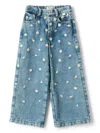 Il Gufo Floral-embroidered Jeans In Blue