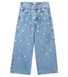 Il Gufo Floral-embroidered Jeans In Blue