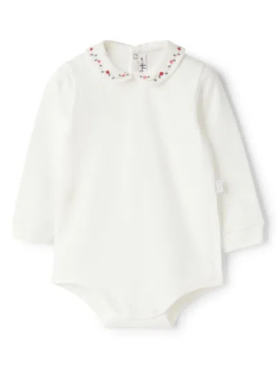 Il Gufo Babies' Floral-embroidered Romper In White
