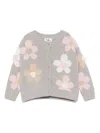 Il Gufo Floral-intarsia Wool Cardigan In Grey