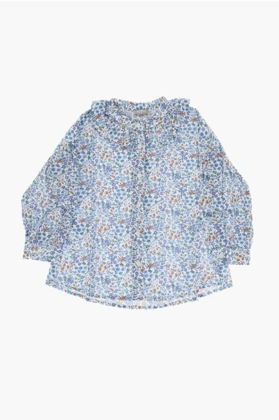 Il Gufo Floral-motif Blouse With Cascade Collar