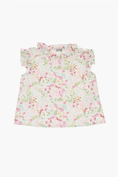 Il Gufo Floral Patterned Crew-neck Top In Multi