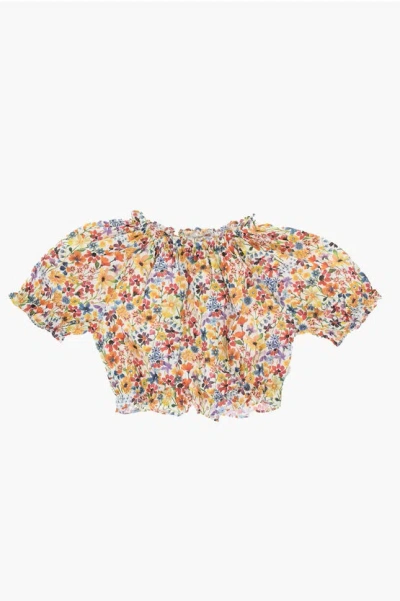Il Gufo Floral Patterned Lightweight Cotton Blouse In Pink