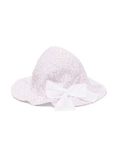 Il Gufo Babies' Cotton Floral Print Hat In 粉色