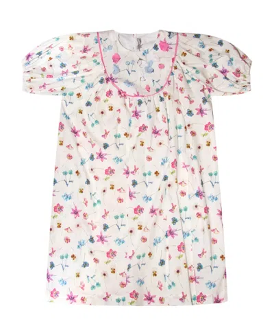 Il Gufo Floral-print Cotton Dress In White
