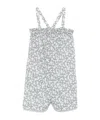 Il Gufo Floral-print Cotton Romper In Gray