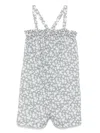 Il Gufo Floral-print Cotton Romper In Grey