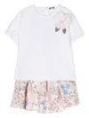 Il Gufo Floral-print Cotton Top And Skirt Set In White