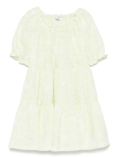 Il Gufo Kids' Floral-print Dress In Green