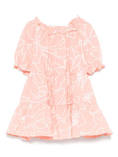 Il Gufo Babies' Floral-print Dress In Pink