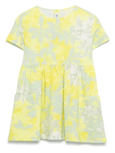 Il Gufo Kids' Floral-print Dress In Yellow