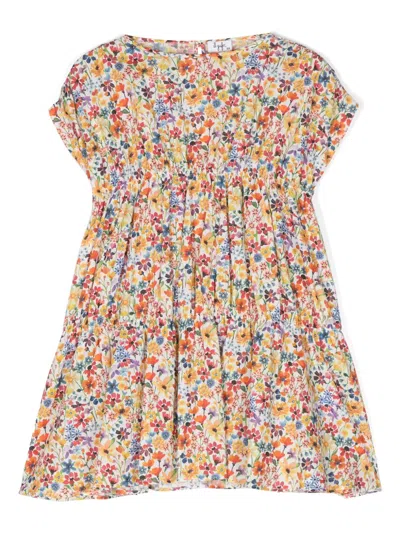 Il Gufo Kids' Floral-print Dress In Yellow