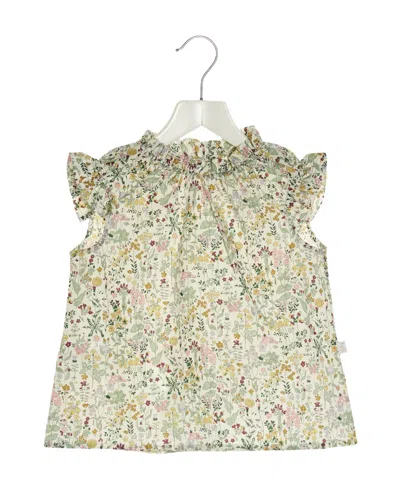 Il Gufo Floral-print Ruffle-detail Blouse In White