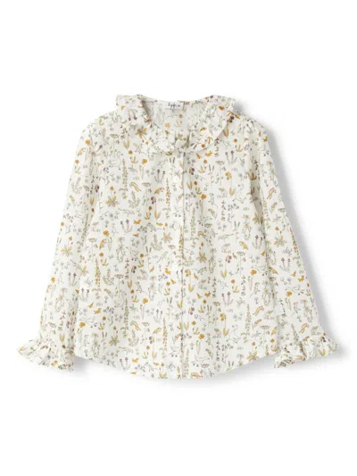 Il Gufo Kids' Floral-print Shirt In White