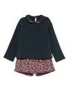 Il Gufo Floral-print Short Set (set Of Two) In Black