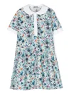 Il Gufo Floral-print Short-sleeve Dress In White