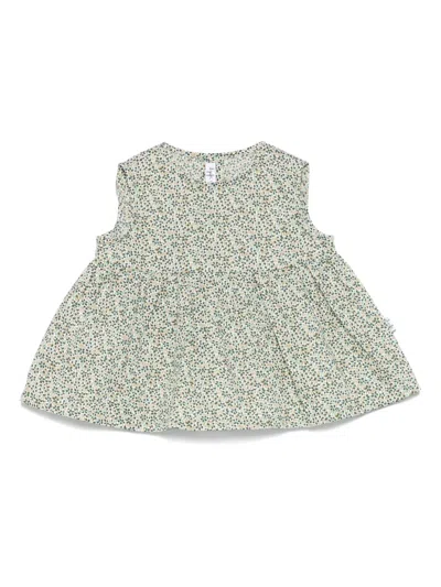 Il Gufo Babies' Floral-print Shorts Set In Green