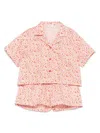 Il Gufo Floral Cotton Shirt And Shorts Set In Pink
