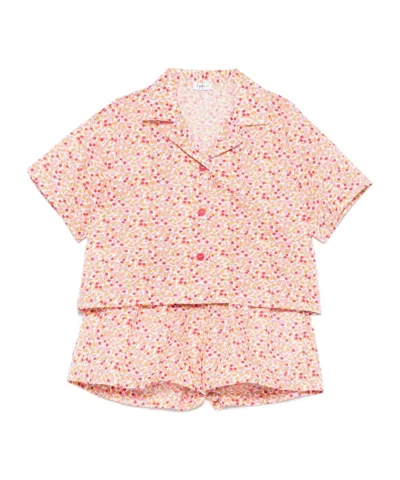 Il Gufo Floral-print Shorts Set In Pink