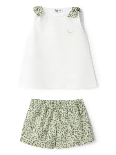 Il Gufo Babies' Floral-print Shorts Set In White