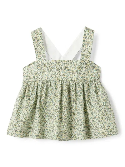 Il Gufo Kids' Floral-print Top In Green