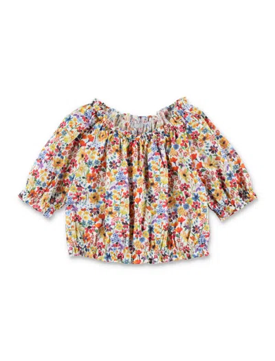 Il Gufo Kids' Floral Print Top In Multicolor