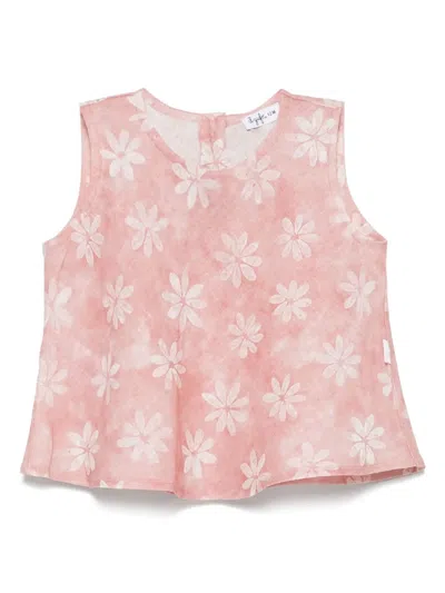 Il Gufo Babies' Top Mit Blumen-print In Rosa