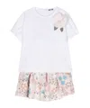 Il Gufo Floral Printed Blouse And Skirt Suit In White