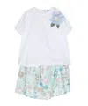 Il Gufo Floral Skirt Set In White
