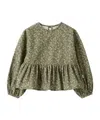 Il Gufo Floral Velvet Blouse In Green